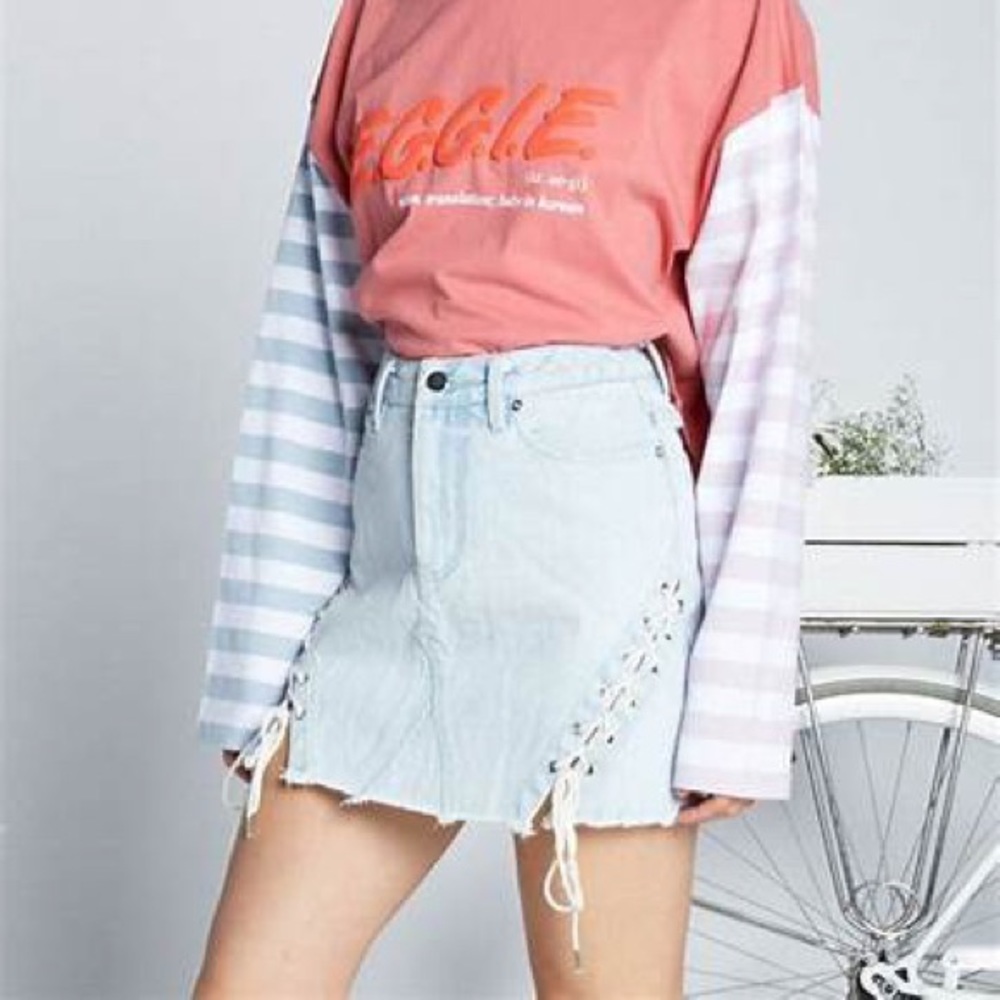 Eggie Minni NEW White DENIM Jeans Skirt Size S